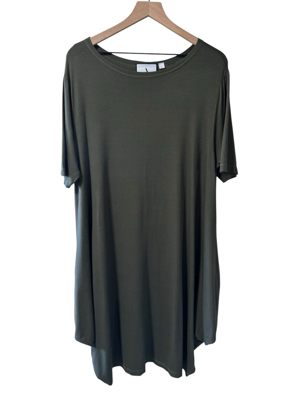 ADEPTT Olive Green Swing Tunic Dress XL US 12 Viscose Oversized Pockets - Picture 2 of 8